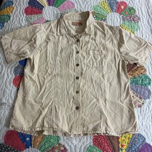 Dash Hemp Santa Cruz women's Shirt tan 100% Hemp Button Up XL  S/S Eco
